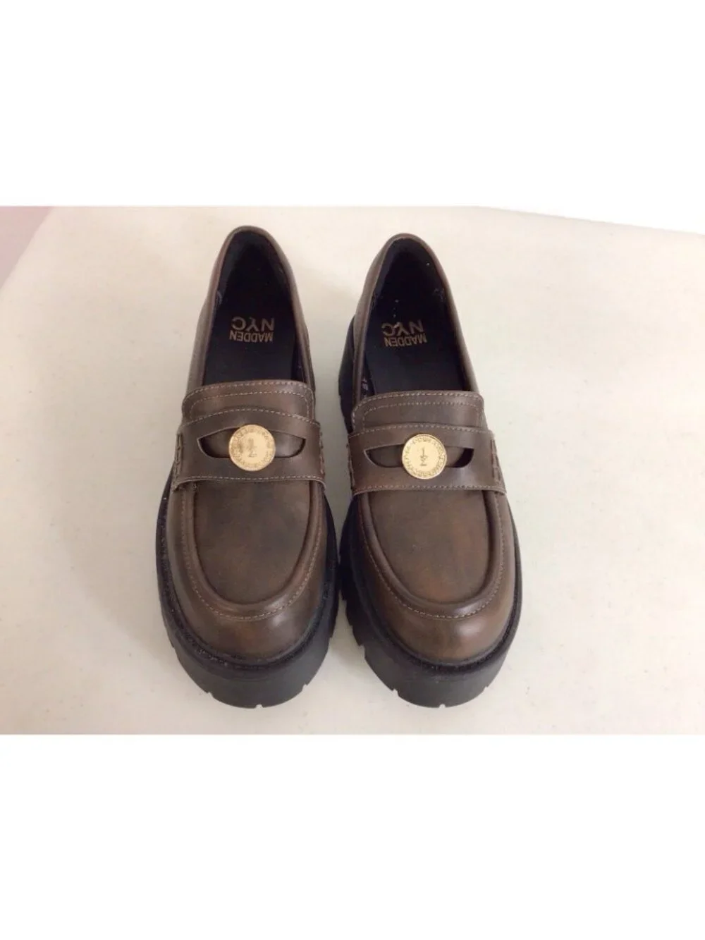 Madden NYC Chunky Loafers Platform Preppy Shoes Womens 8 New - Picture 3 of 7